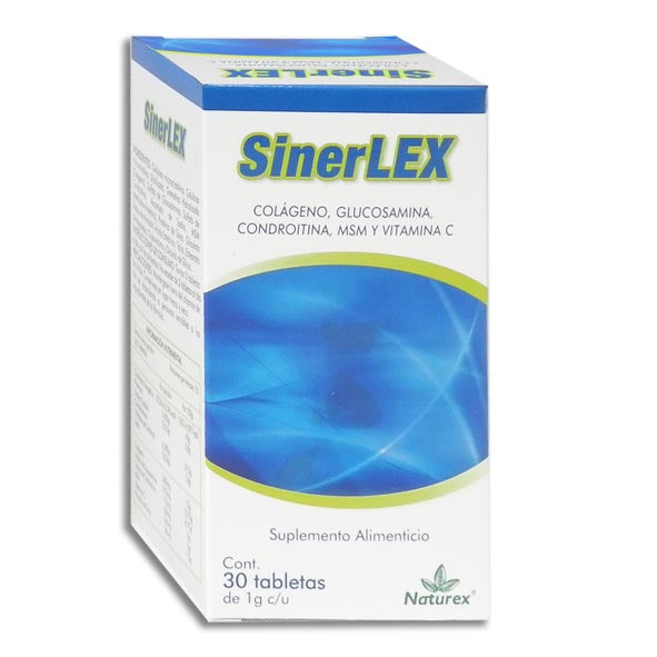 Sinerlex , Colageno, Glucosamina, Condroitina, MSM, Vitamina C, 30  Tabletas, 1.01 g c/u, Prevencion de Osteoartritis por sólo $89 - LolaPay